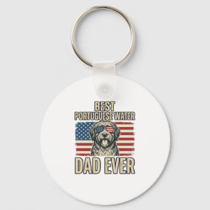 Portuguese Water Dog Dad Patriotic Vintage Key Ring