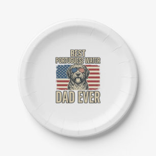 Portuguese Water Dog Dad Patriotic Vintage Paper Plate