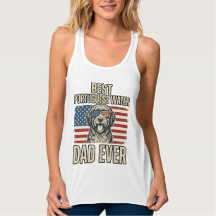 Portuguese Water Dog Dad Patriotic Vintage Singlet