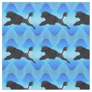 Portuguese Water Dog Diving Lion Waves B Fabric