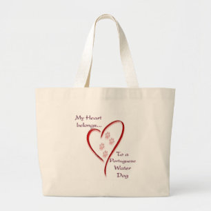 Portuguese Water Dog Heart Belongs Large Tote Bag
