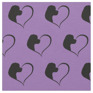 Portuguese Water Dog Hearts Fabric