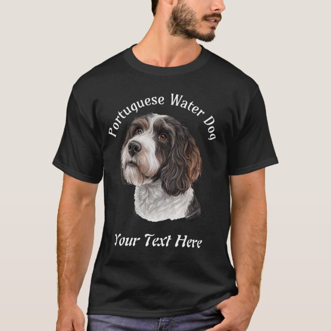 Portuguese Water Dog Illustration Customisable  T-Shirt (Front)