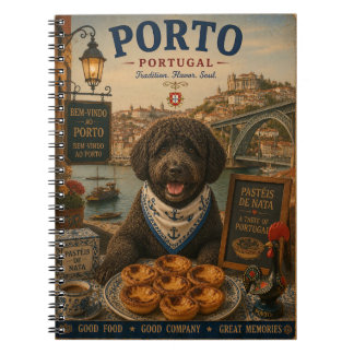 Portuguese Water Dog in Porto Vintage Travel Art Notebook