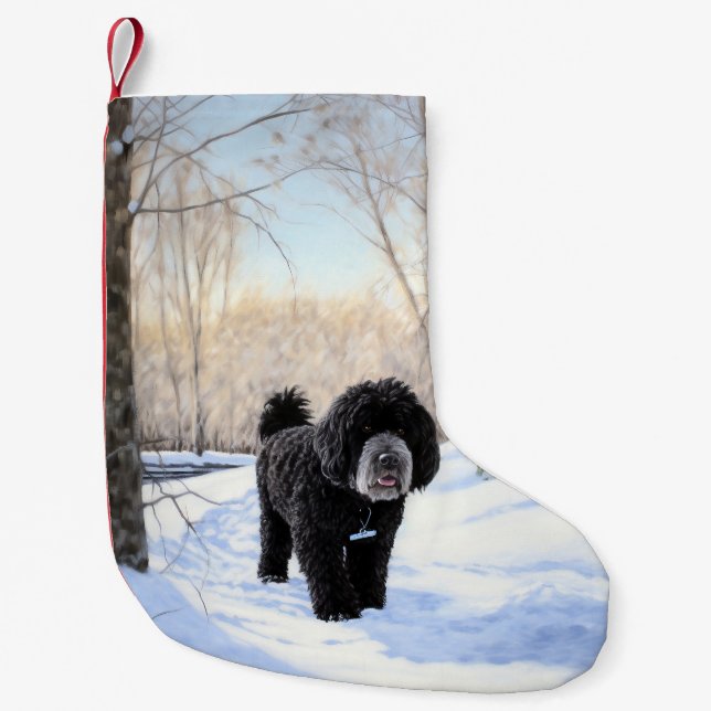 Portuguese Water Dog Let It Snow Christmas Small Christmas Stocking (Front)