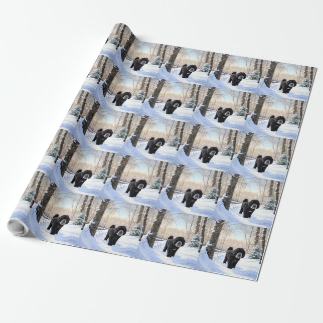 Portuguese Water Dog Let It Snow Christmas Wrapping Paper (Unrolled)
