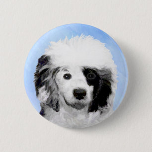 Portuguese Water Dog Painting - Original Dog Art 6 Cm Round Badge