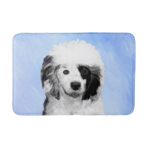 Portuguese Water Dog Painting - Original Dog Art Bath Mat