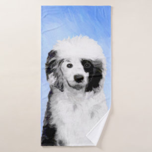 Portuguese Water Dog Painting - Original Dog Art Bath Towel Set