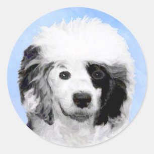 Portuguese Water Dog Painting - Original Dog Art Classic Round Sticker