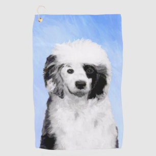 Portuguese Water Dog Painting - Original Dog Art Golf Towel
