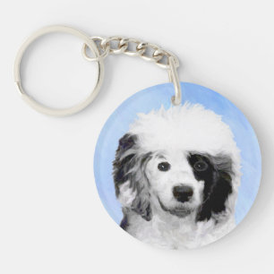 Portuguese Water Dog Painting - Original Dog Art Key Ring