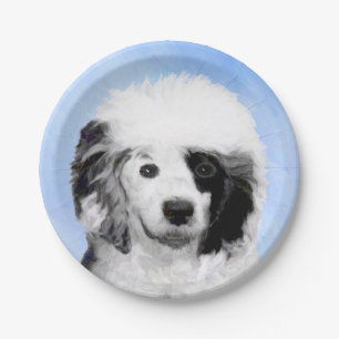 Portuguese Water Dog Painting - Original Dog Art Paper Plate