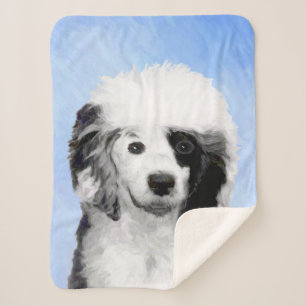 Portuguese Water Dog Painting - Original Dog Art Sherpa Blanket