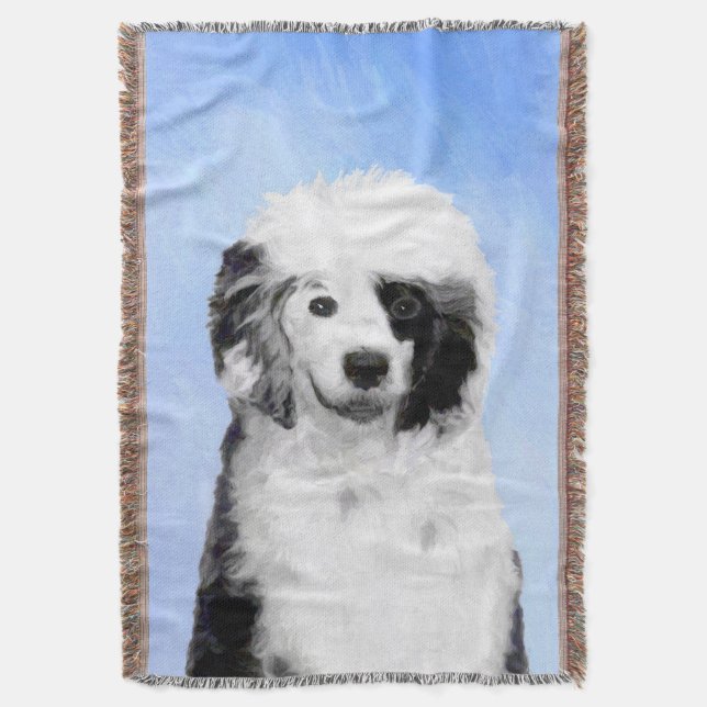 Portuguese Water Dog Painting - Original Dog Art Throw Blanket (Front Vertical)