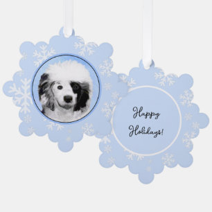 Portuguese Water Dog Painting - Original Dog Art Tree Decoration Card