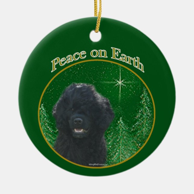 Portuguese Water Dog Peace Ceramic Tree Decoration (Front)