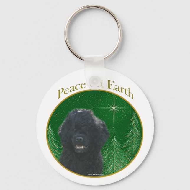 Portuguese Water Dog Peace Key Ring (Front)