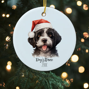 Portuguese Water Dog Personalised Christmas Ceramic Tree Decoration