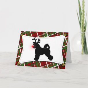 Portuguese Water Dog Reindeer Christmas Card