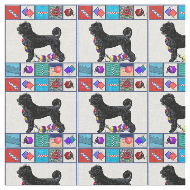 Portuguese Water Dog Retriever & Water Equipment Fabric (Close Up)