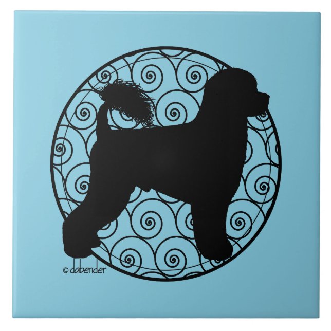 Portuguese Water Dog Retriever Waves Tile (Front)