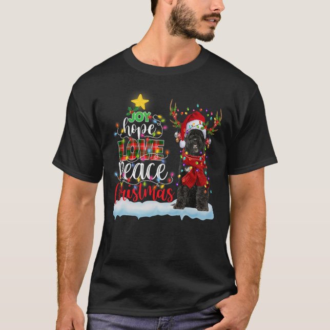 Portuguese Water Dog Santa Hat Christmas Light T-Shirt (Front)