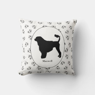 Portuguese Water Dog Silhouette Black and White Cushion