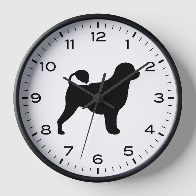 Portuguese Water Dog Silhouette Clock (Front)