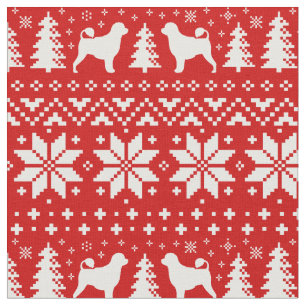Portuguese Water Dog Silhouettes Christmas Holiday Fabric