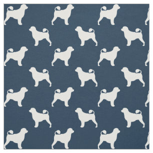 Portuguese Water Dog Silhouettes Pattern Fabric