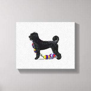 Portuguese Water Dog Standing with Float Line  Canvas Print