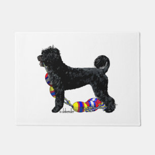 Portuguese Water Dog Standing with Float Line Doormat