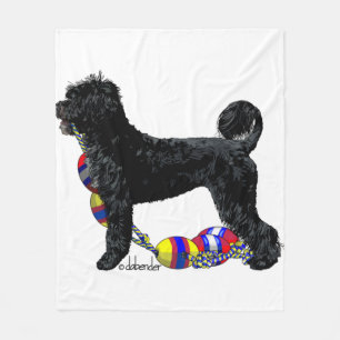 Portuguese Water Dog Standing with Float Line Fleece Blanket