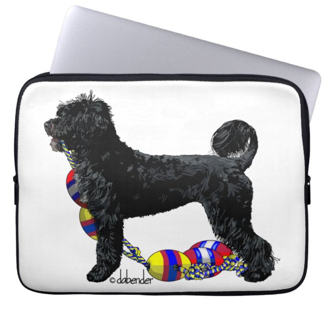 Portuguese Water Dog Standing with Float Line Laptop Sleeve (Front)
