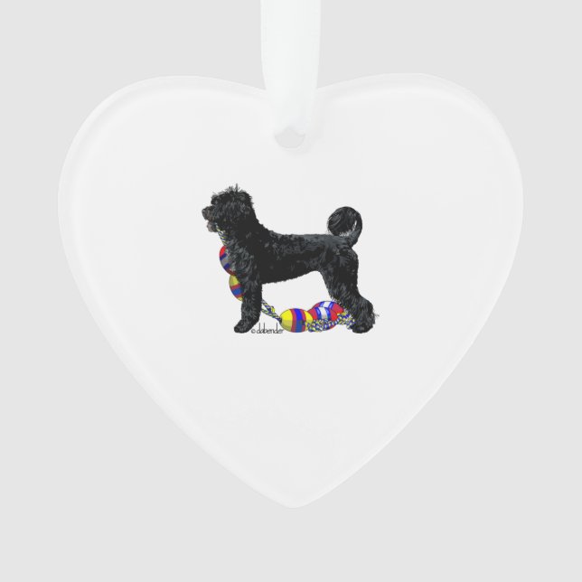 Portuguese Water Dog Standing with Float Line Ornament (Front)