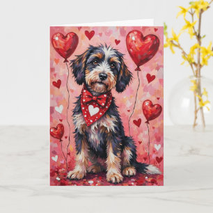 Portuguese Water Dog Valentine’s Day with Hearts Card