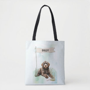 Portuguese Water Dog Watercolor Personalised Dog Tote Bag