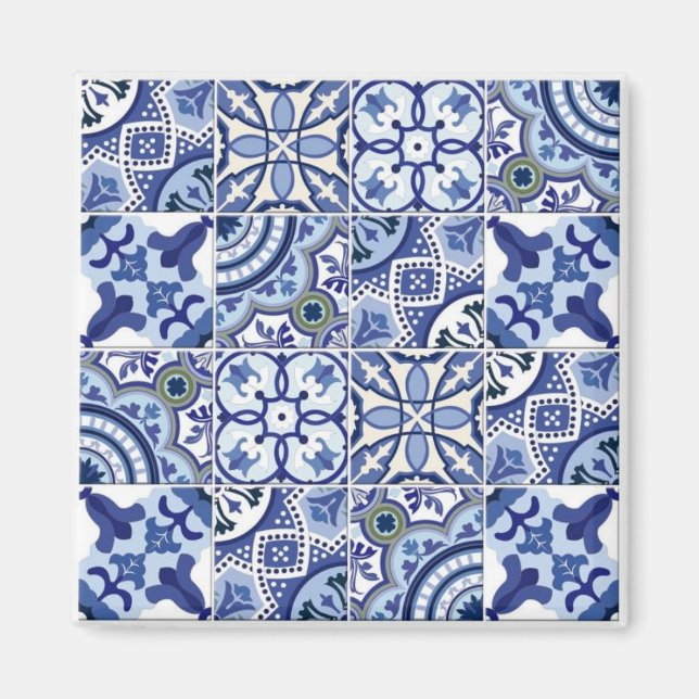 Portuguese White and White Tiles Magnet (Front)