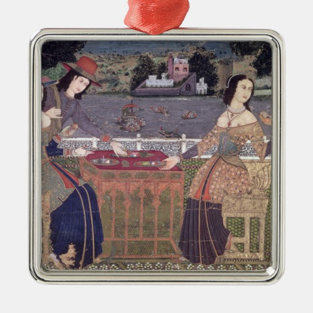 Portuguese women eating a meal, Goa Metal Tree Decoration (Front)