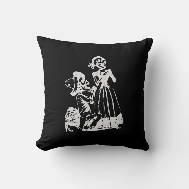 Posada Calavera Courting on Bended Knee Cushion (Front)