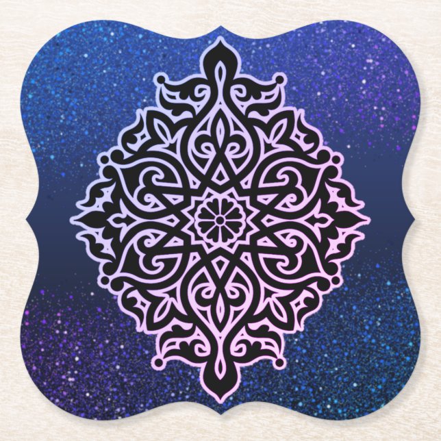 Posavasos de cartón azul con purpurina paper coaster (Front)