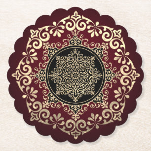 Posavasos de cartón rojo con decoración paper coaster