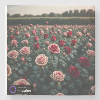 Posavasos Floral Roses Stone Coaster