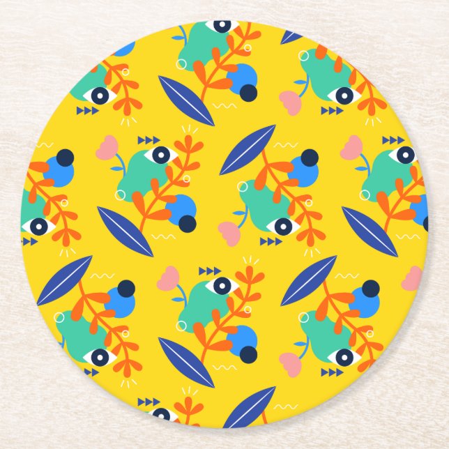 Posavasos printed cheerfully round paper coaster (Front)