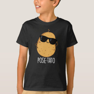 Pose-tato Funny Potato Pun Dark BG T-Shirt