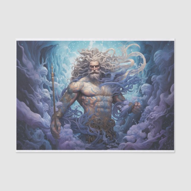 Poseidon Greek God Under Sea Decoupage Tissue Paper (Front)