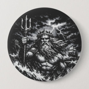 Poseidon — Lord of the Deep by BurnsInHell 10 Cm Round Badge