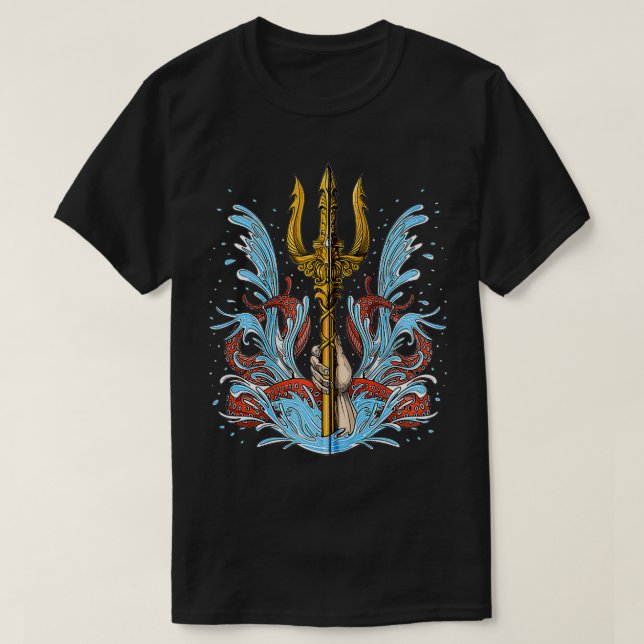 Poseidon Trident Ancient Greek God Mythology Greek T-Shirt (Design Front)