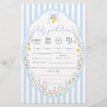 Posey Wildflowers Blue Bow Baby Predictions Game